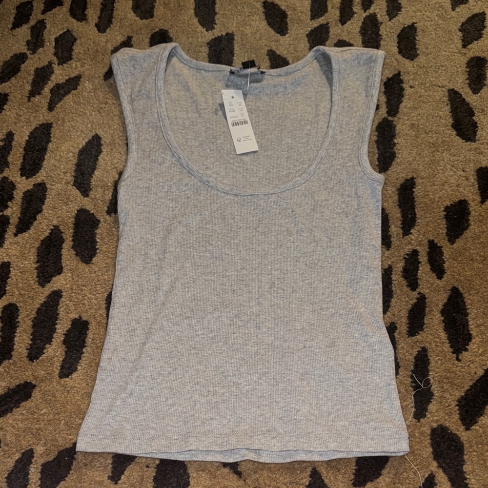 J.Crew Light Heather Grey Scoop Ribbed Tank Top
